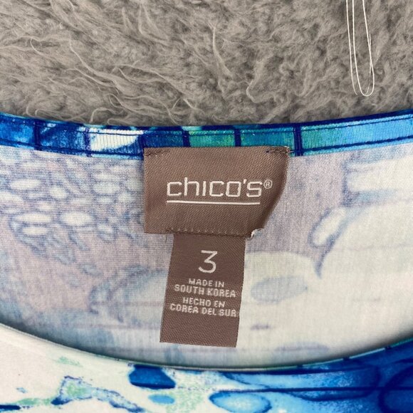 Chicos Dress Womens 3 US Extra Large Blue T Shirt Short Sleeve Stretch Pullover - Picture 4 of 11